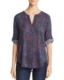 Side Stitch Floral Print Roll Tab Top at Bloomingdales